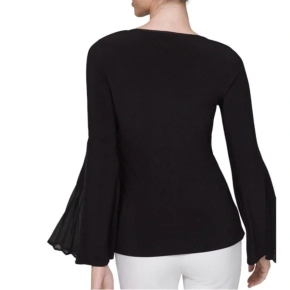 New WHBM Black Drama Sleeve Knit Top Size Small - Picture 2 of 7